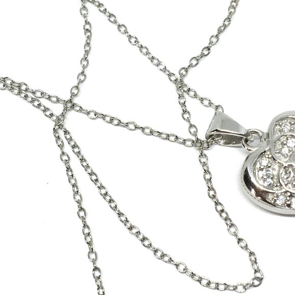 Heart Necklace Sterling Silver w/ Heart Pendant - Picture 3 of 4
